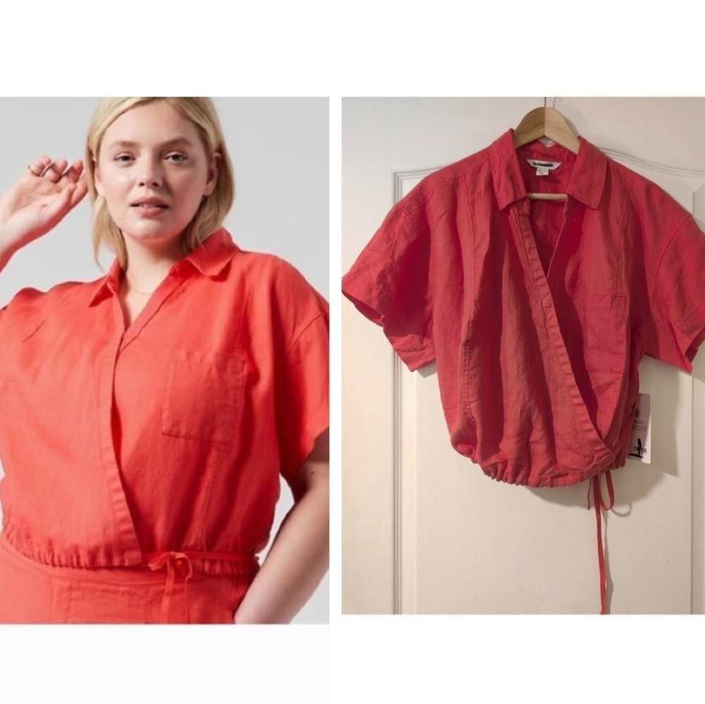 Athleta | Playa Linen Tie Top In Passion fruit Coral